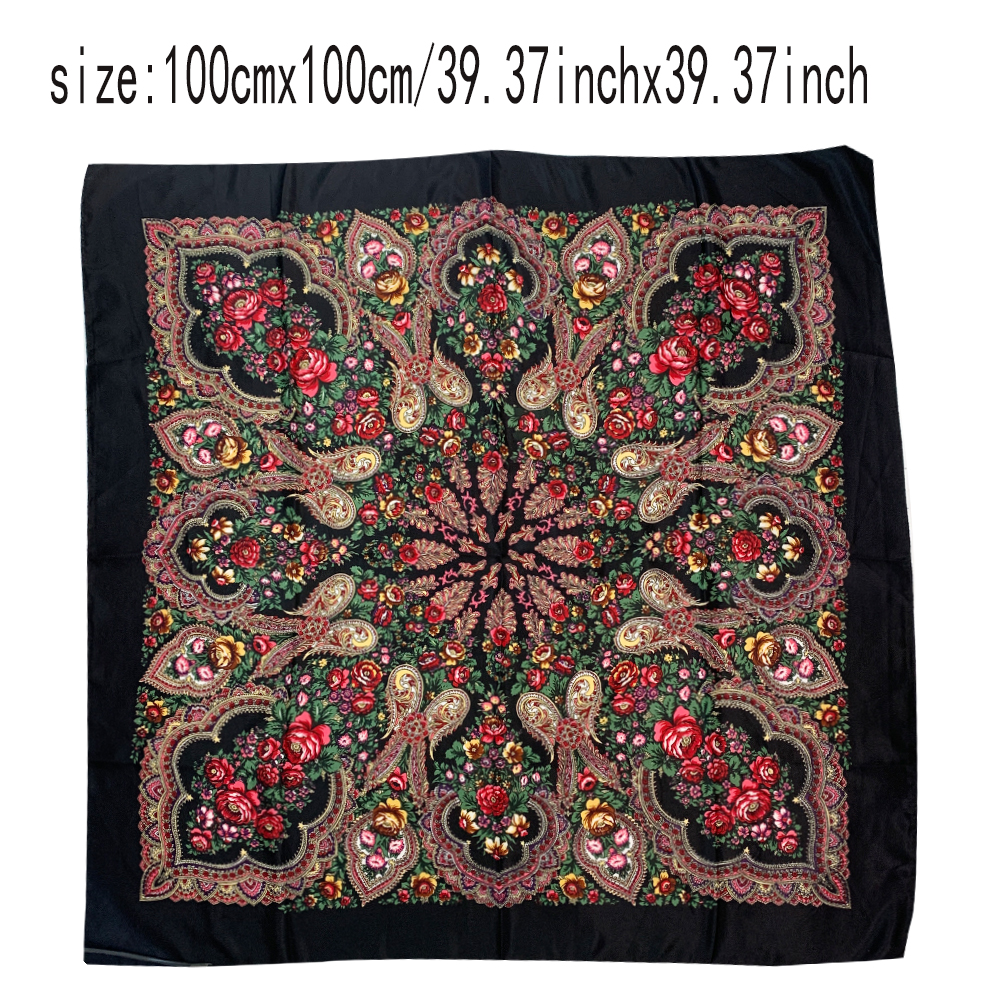 100*100cm Russian Square Scarf - Bandana Cotton 评论和价格