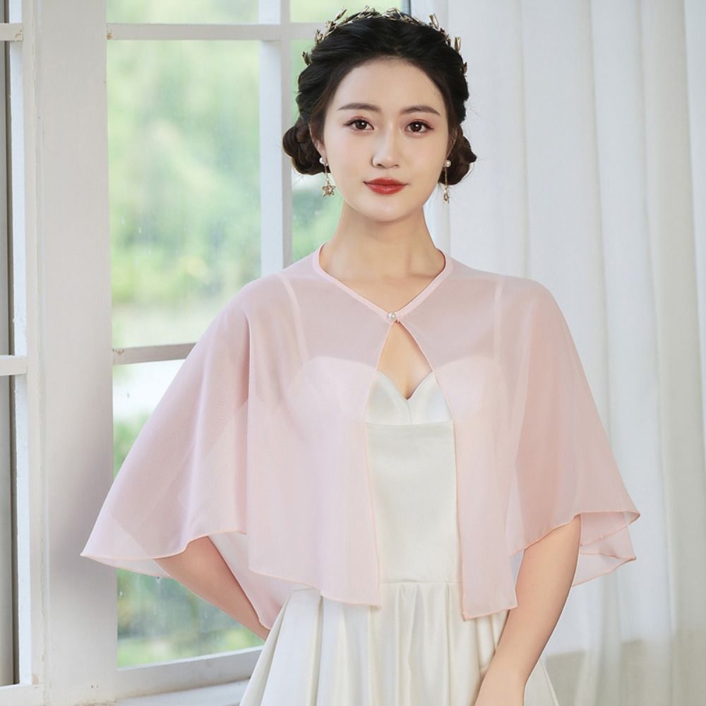 Vintage Sheer Chiffon Capelet  - Stole Wedding Shawl 评论和价格