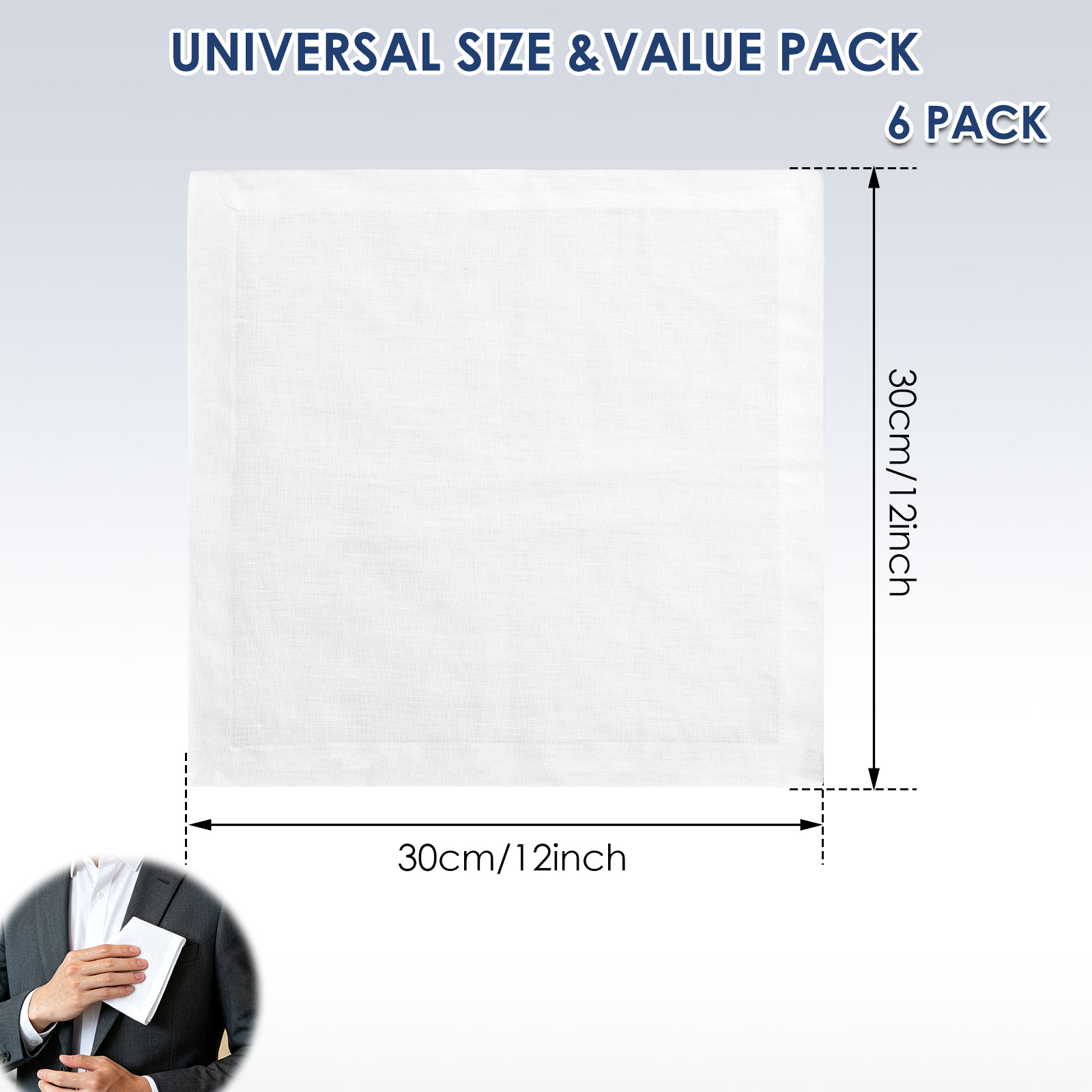 30cm Linen Handkerchief 12/6Pc - Handkerchief Cotton Men 评论和价格