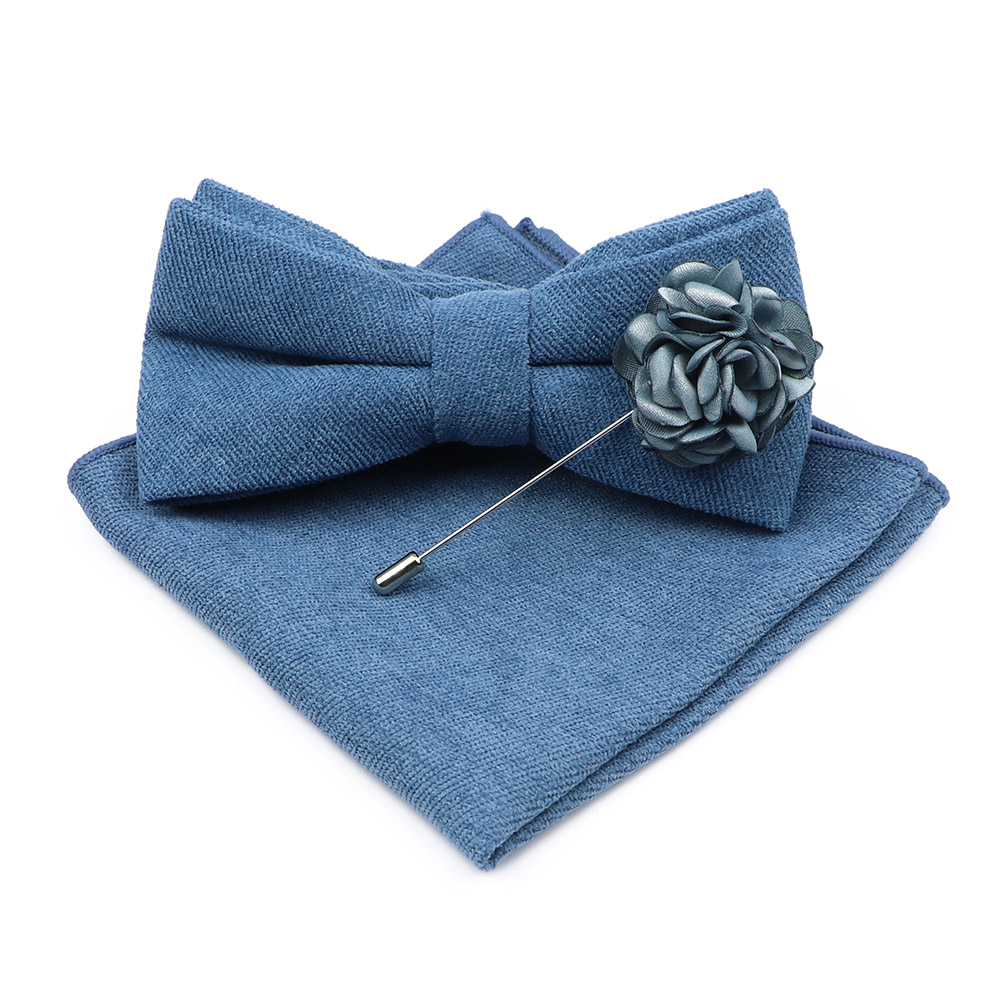 Mens Solid Color Cotton Bowtie - Handkerchief Cotton Men 评论和价格