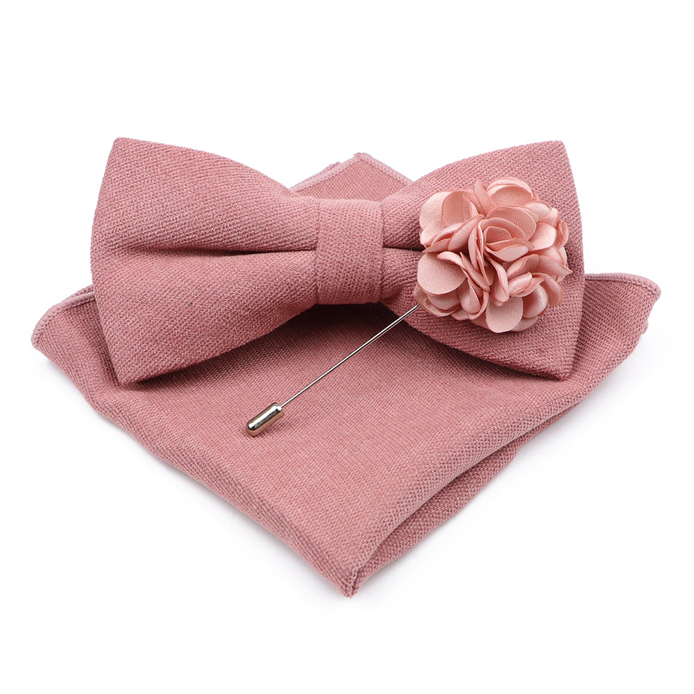 Mens Solid Color Cotton Bowtie - Handkerchief Cotton Men 评论和价格