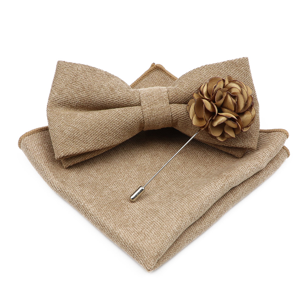 Mens Solid Color Cotton Bowtie - Handkerchief Cotton Men 评论和价格
