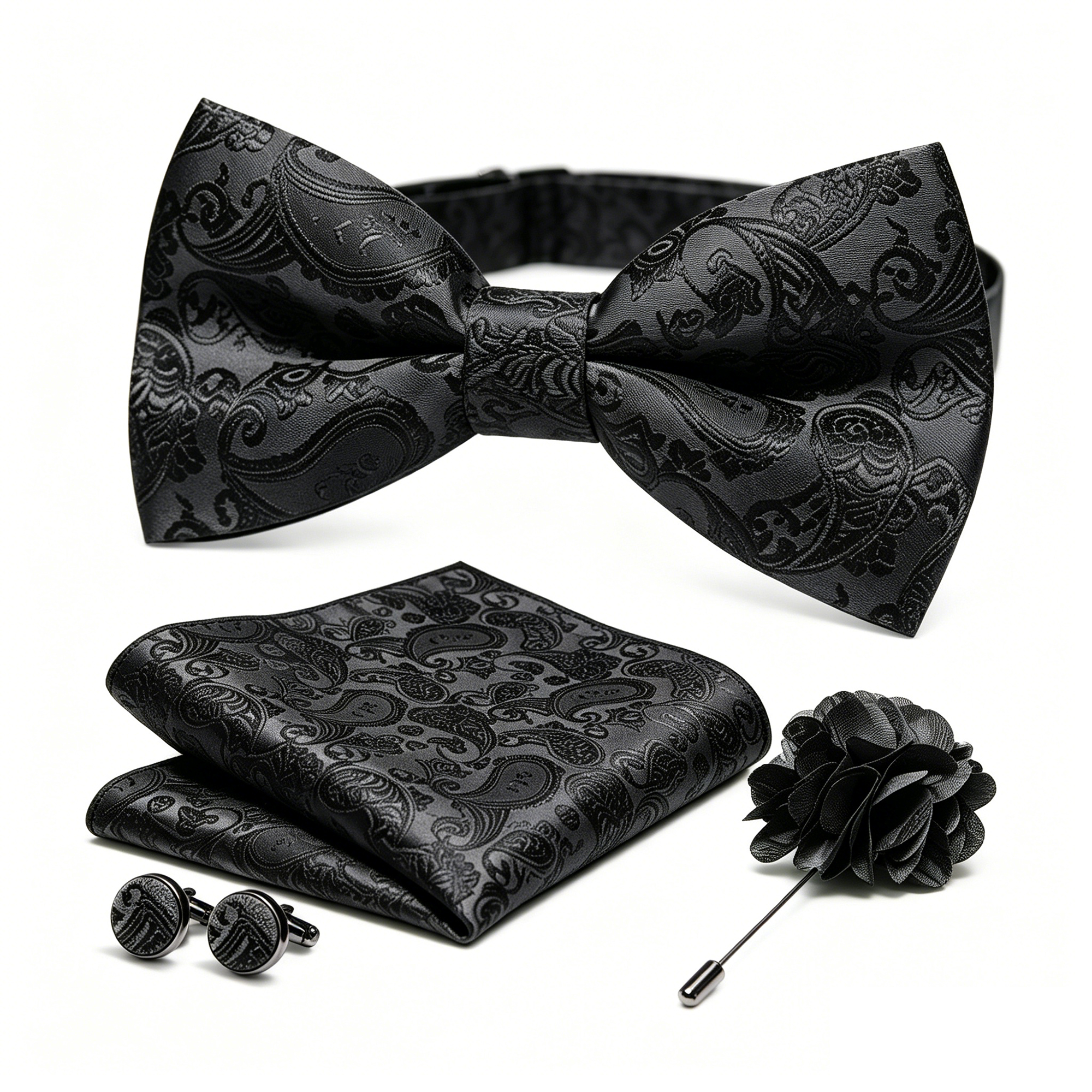 36pcs Black Silk Jacquard Pais - Bow Tie Pre Tied 评论和价格