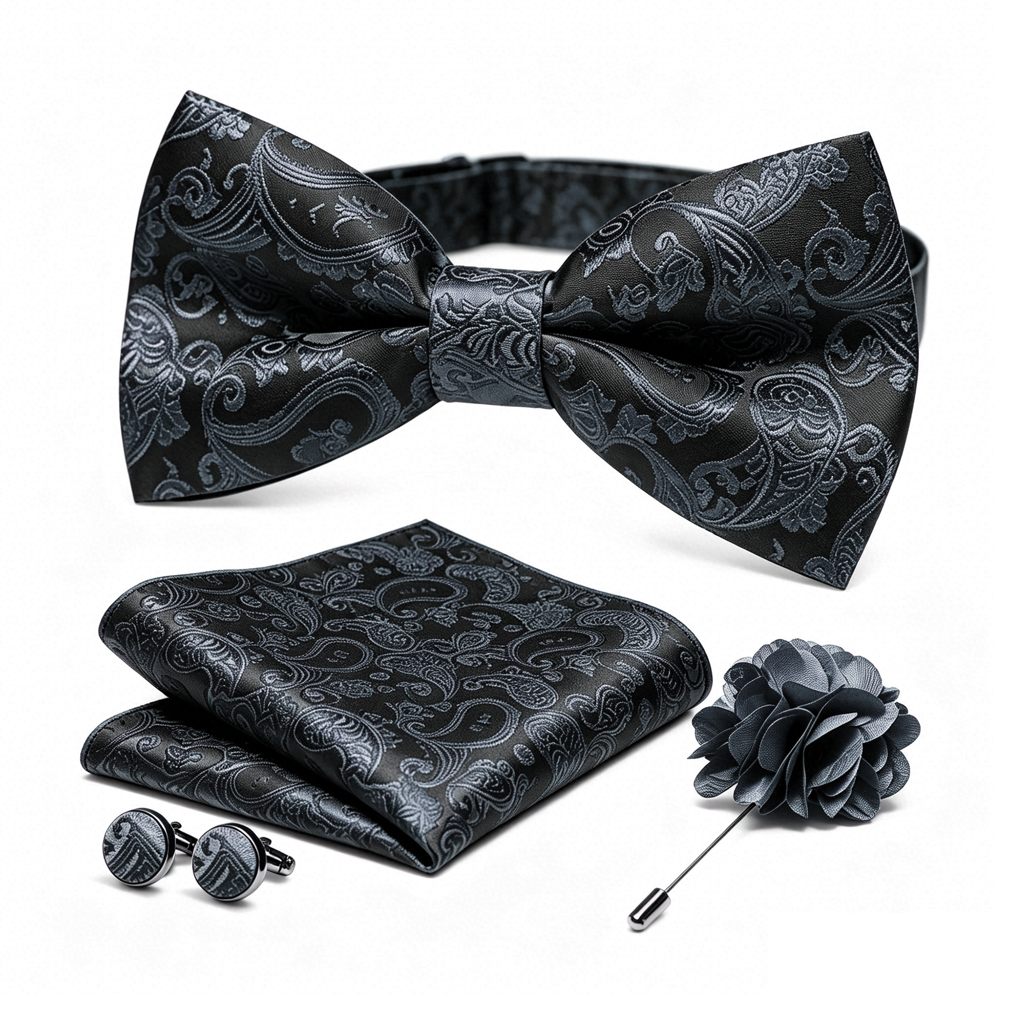 36pcs Black Silk Jacquard Pais - Bow Tie Pre Tied 评论和价格
