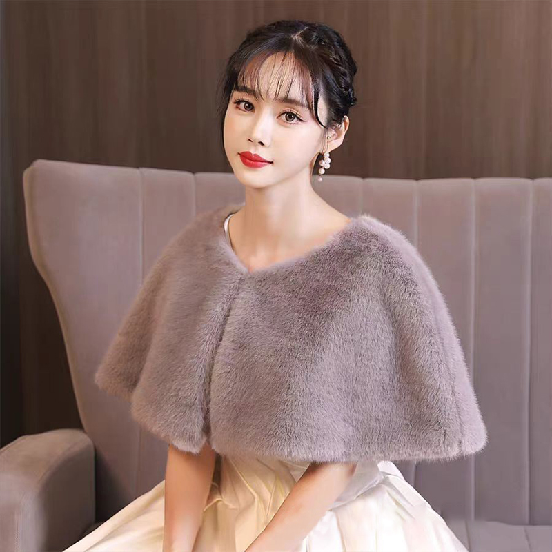 Women Winter Faux Fur Shawl El - Stole Wedding Shawl 评论和价格