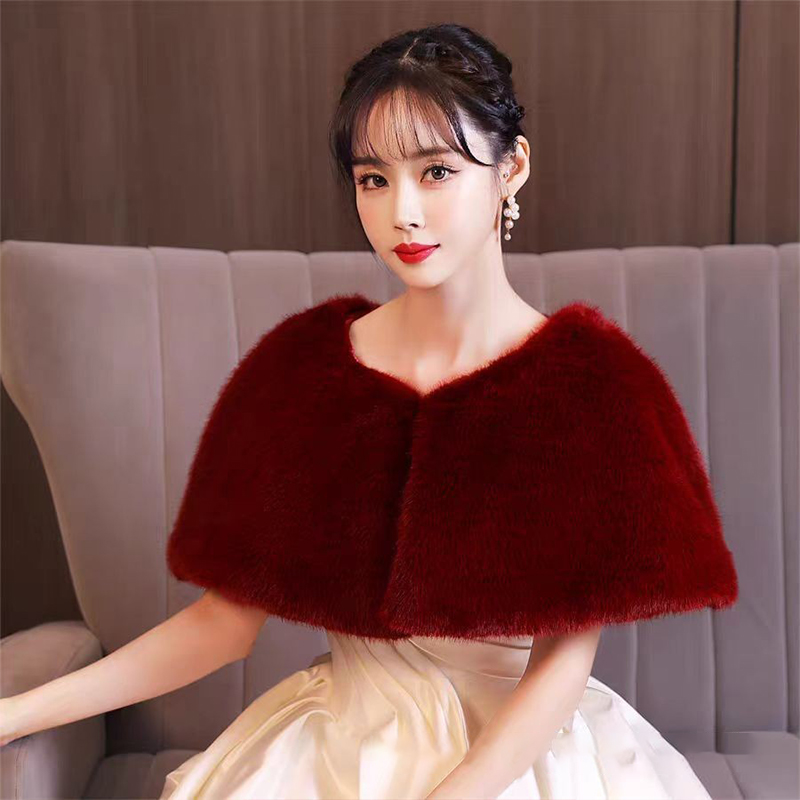 Women Winter Faux Fur Shawl El - Stole Wedding Shawl 评论和价格