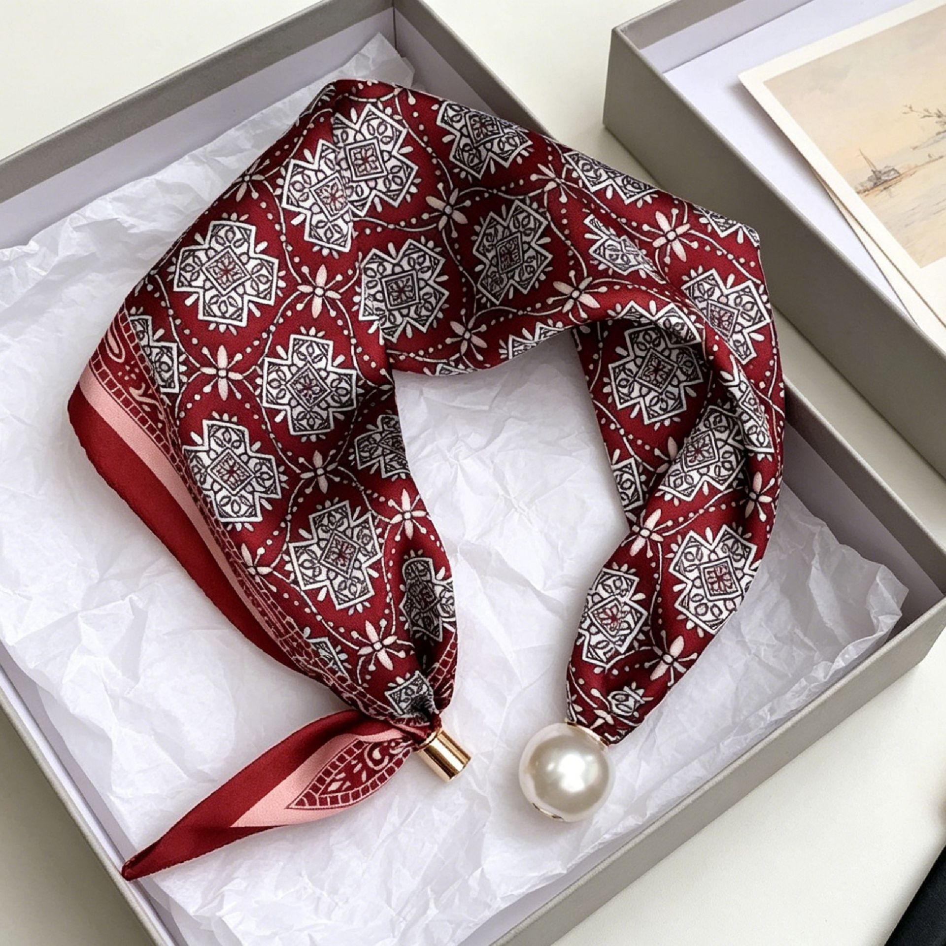 Elegant Chic Pearl Stripe Scar - Ascot Neck Scarf 评论和价格