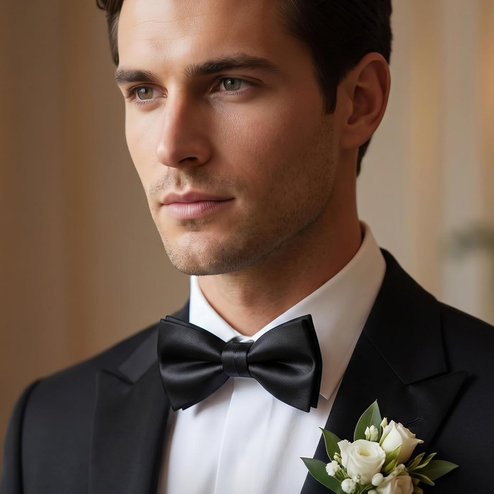 2-Piece Black Bow Ties, Pre-Ti - Bow Tie Pre Tied 评论和价格