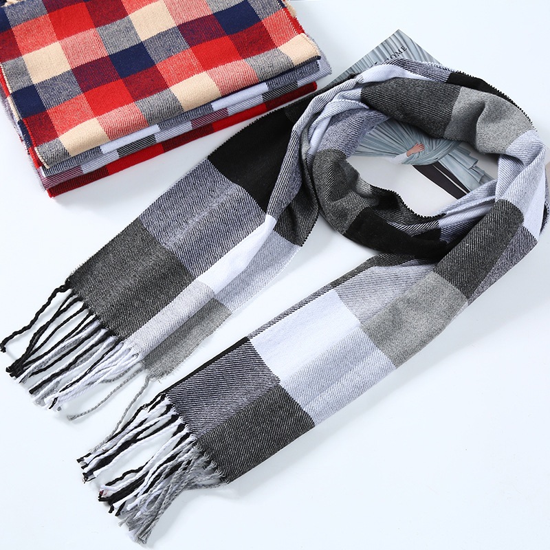 Winter Men Scarf Plaid Stripe  - Muffler Men Wool 评论和价格