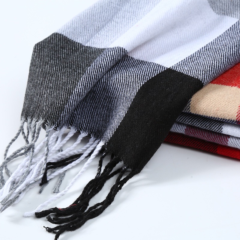 Winter Men Scarf Plaid Stripe  - Muffler Men Wool 评论和价格