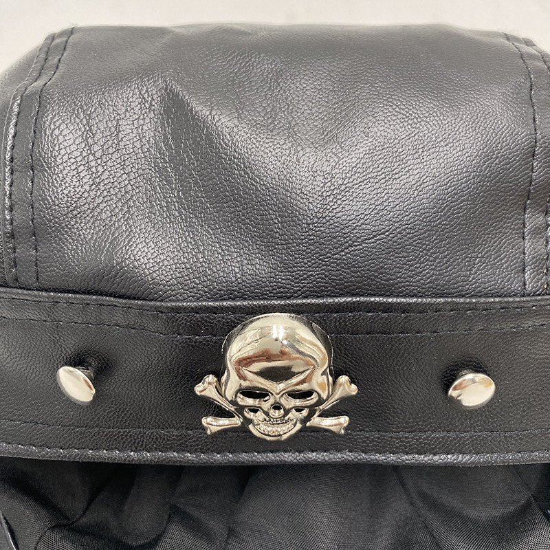 PU Leather Black Biker Adjusta - Bandana Doo Rag 评论和价格