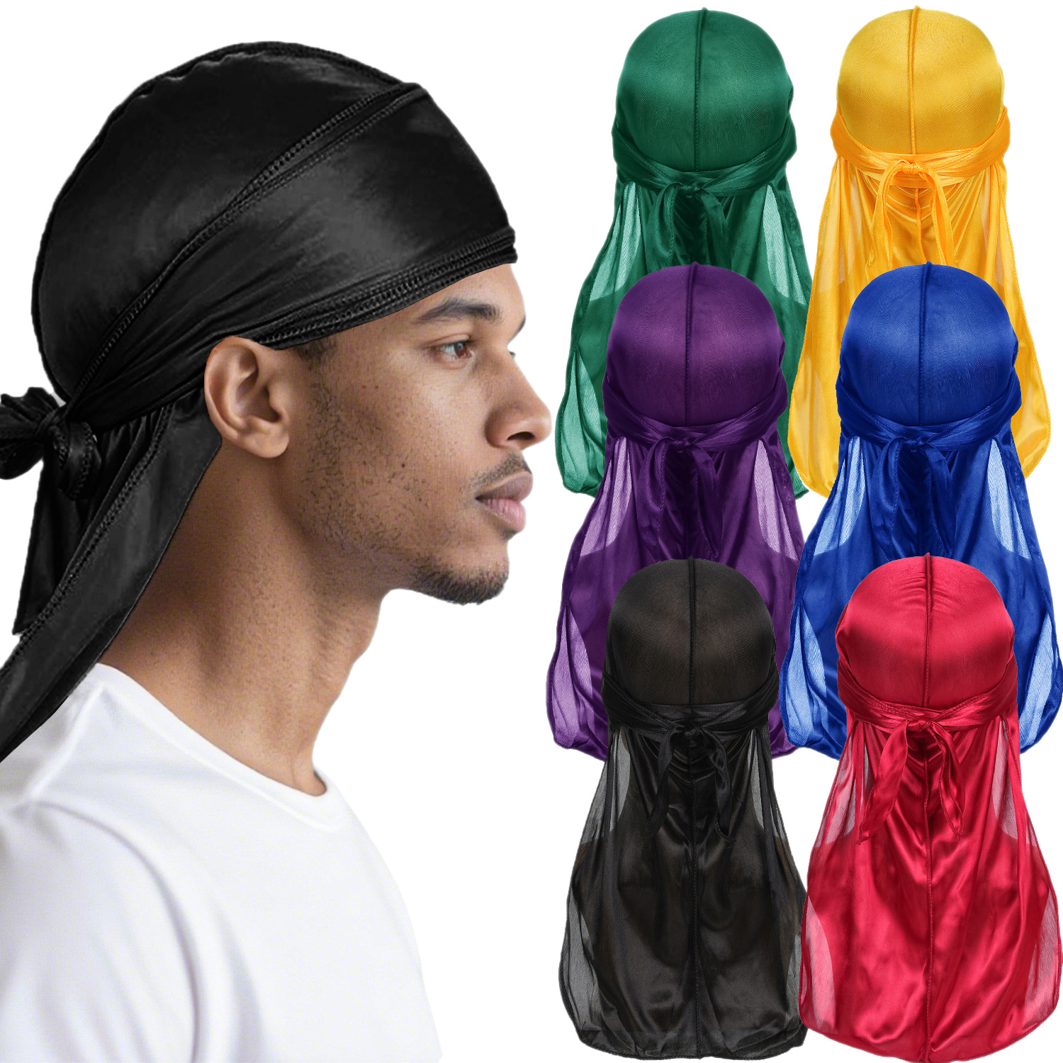 Men Satin Breathable Silky Dur - Bandana Doo Rag 评论和价格