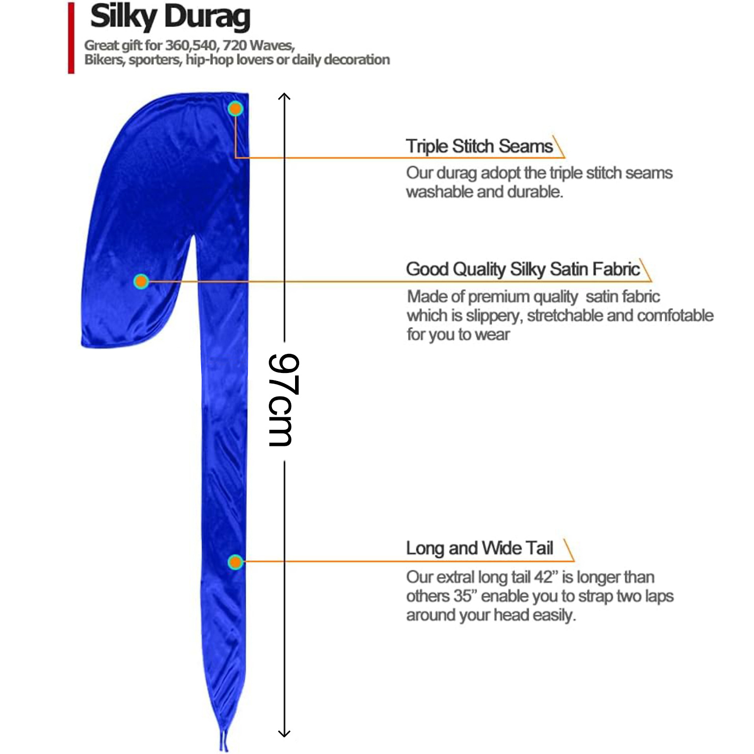 Men Satin Breathable Silky Dur - Bandana Doo Rag 评论和价格