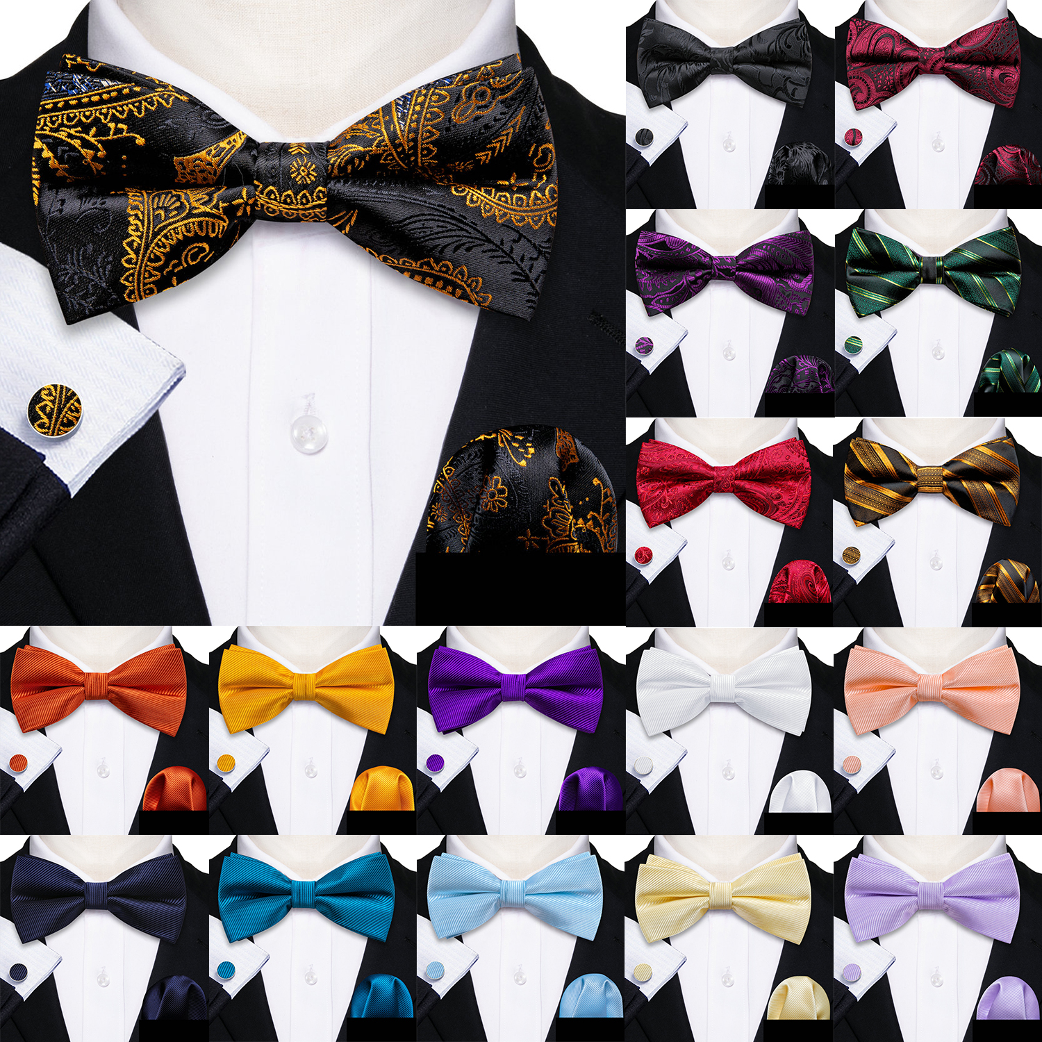 Barry.Wang Silk Mens Bow Tie B - Bow Tie Pre Tied 评论和价格