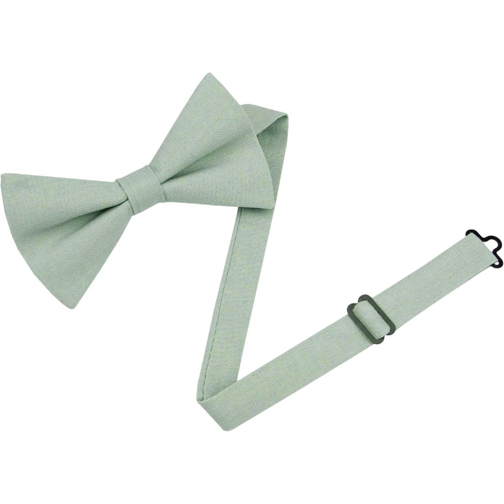 Linen Cotton Bowties - Solid P - Bow Tie Pre Tied 评论和价格