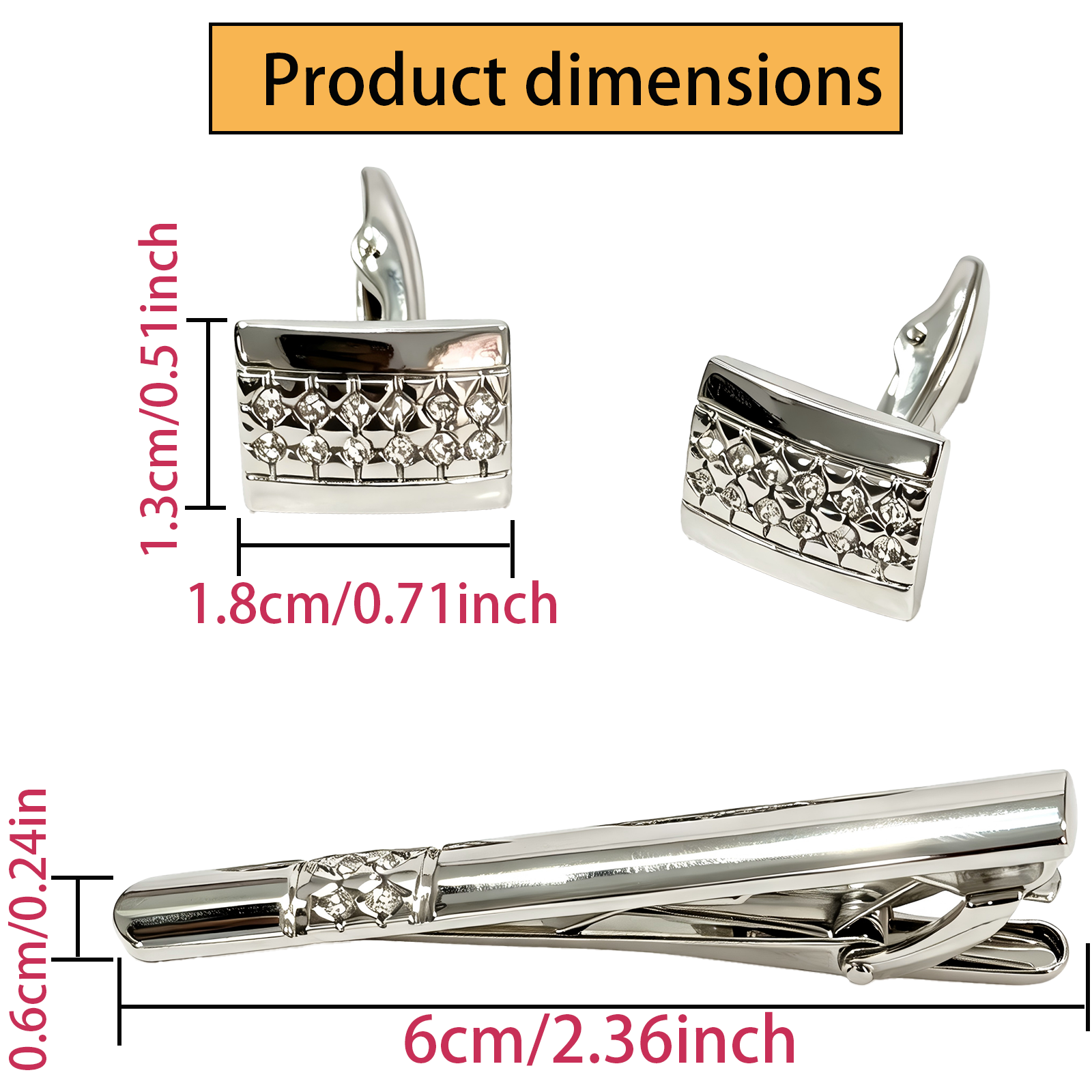Mens Cufflinks & Tie Clip Set  - Tie Bar Set Gift 评论和价格