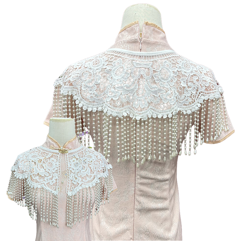 Vintage Pearl Tassel Shawl Anc - Stole Wedding Shawl 评论和价格