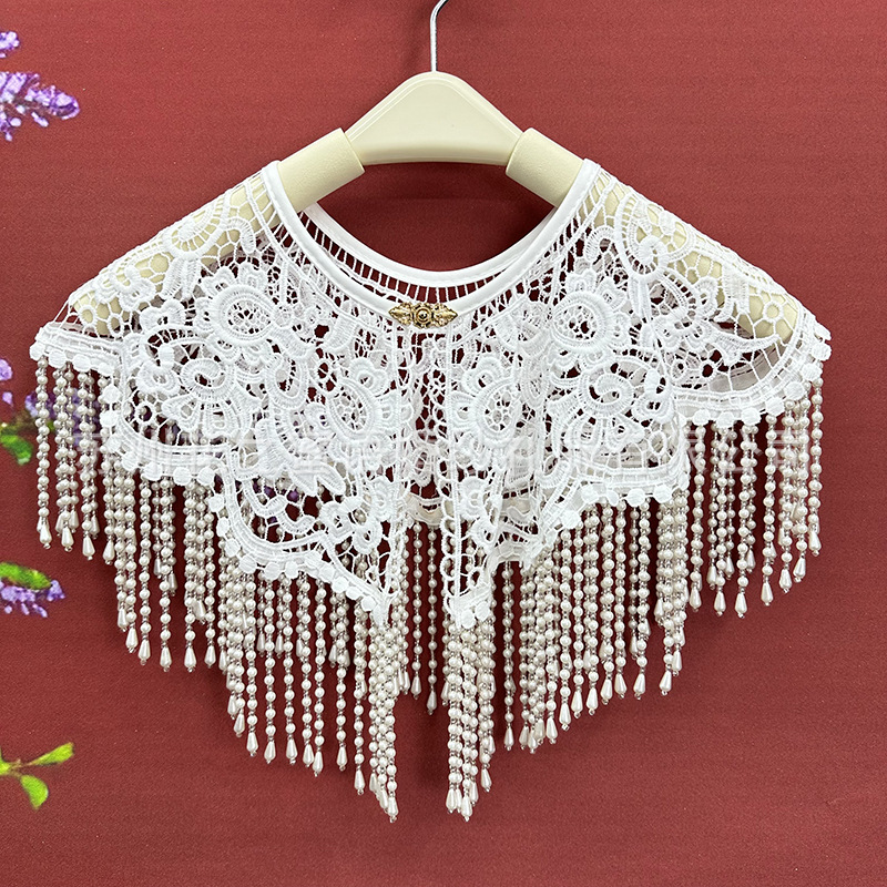 Vintage Pearl Tassel Shawl Anc - Stole Wedding Shawl 评论和价格