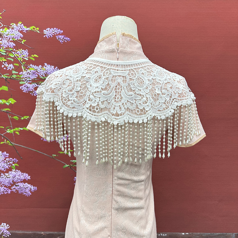 Vintage Pearl Tassel Shawl Anc - Stole Wedding Shawl 评论和价格