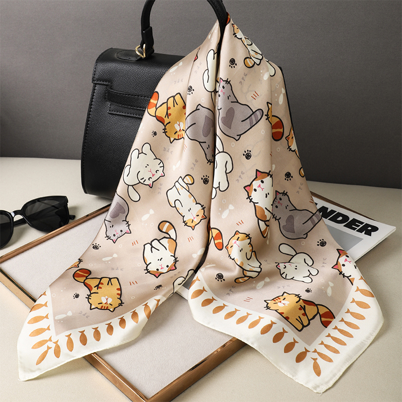Luxury Silk Shawl Fat Cat Squa - Scarf Silk Square 评论和价格