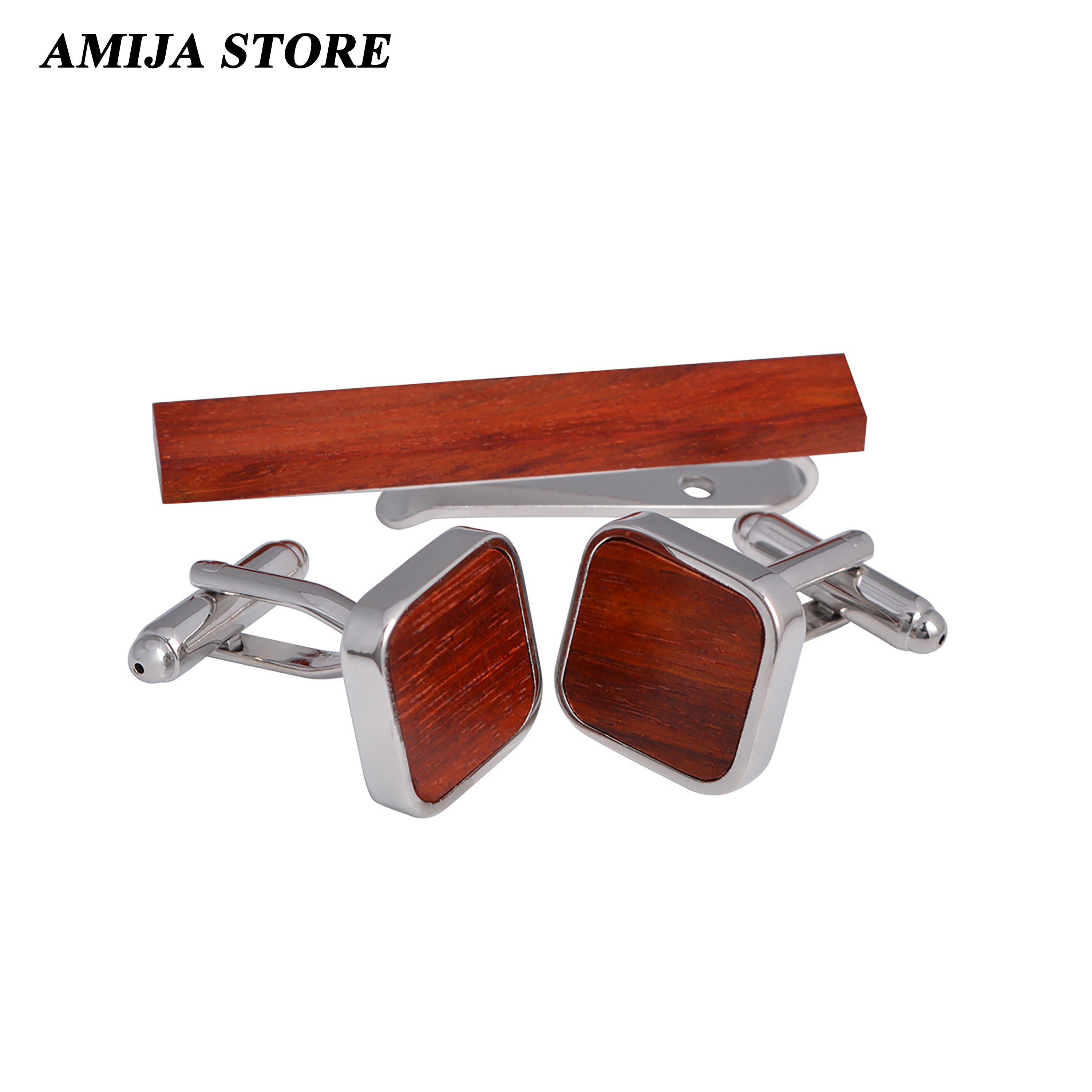 High Quality Wooden Cufflinks  - Tie Bar Set Gift 评论和价格