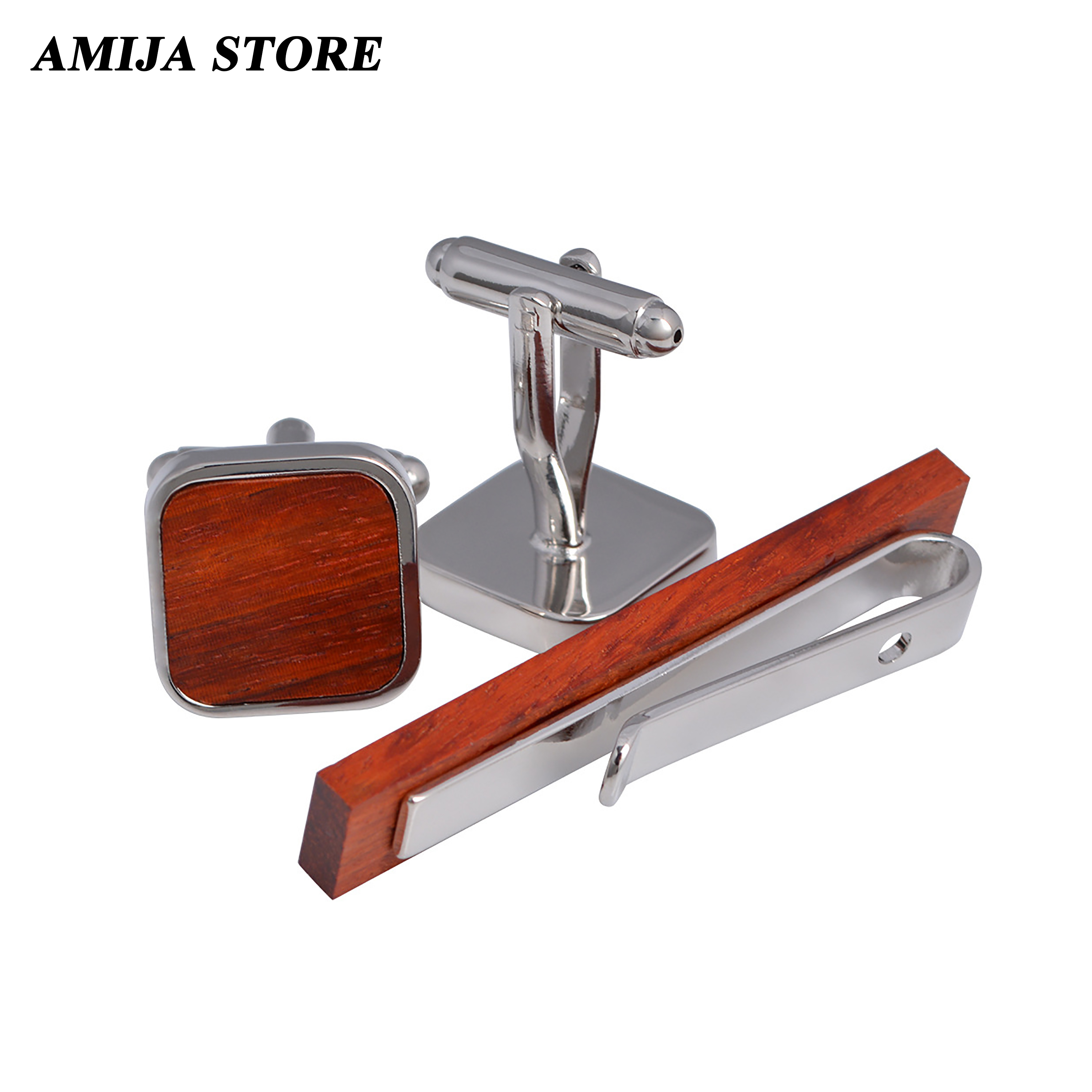 High Quality Wooden Cufflinks  - Tie Bar Set Gift 评论和价格