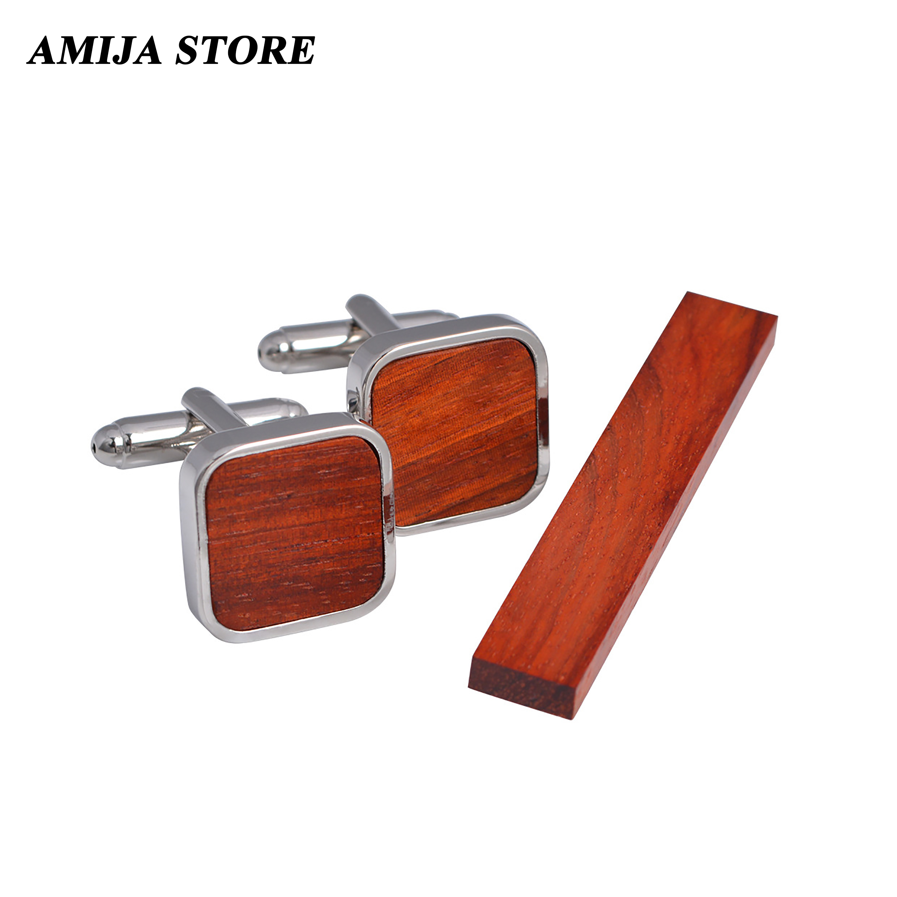 High Quality Wooden Cufflinks  - Tie Bar Set Gift 评论和价格