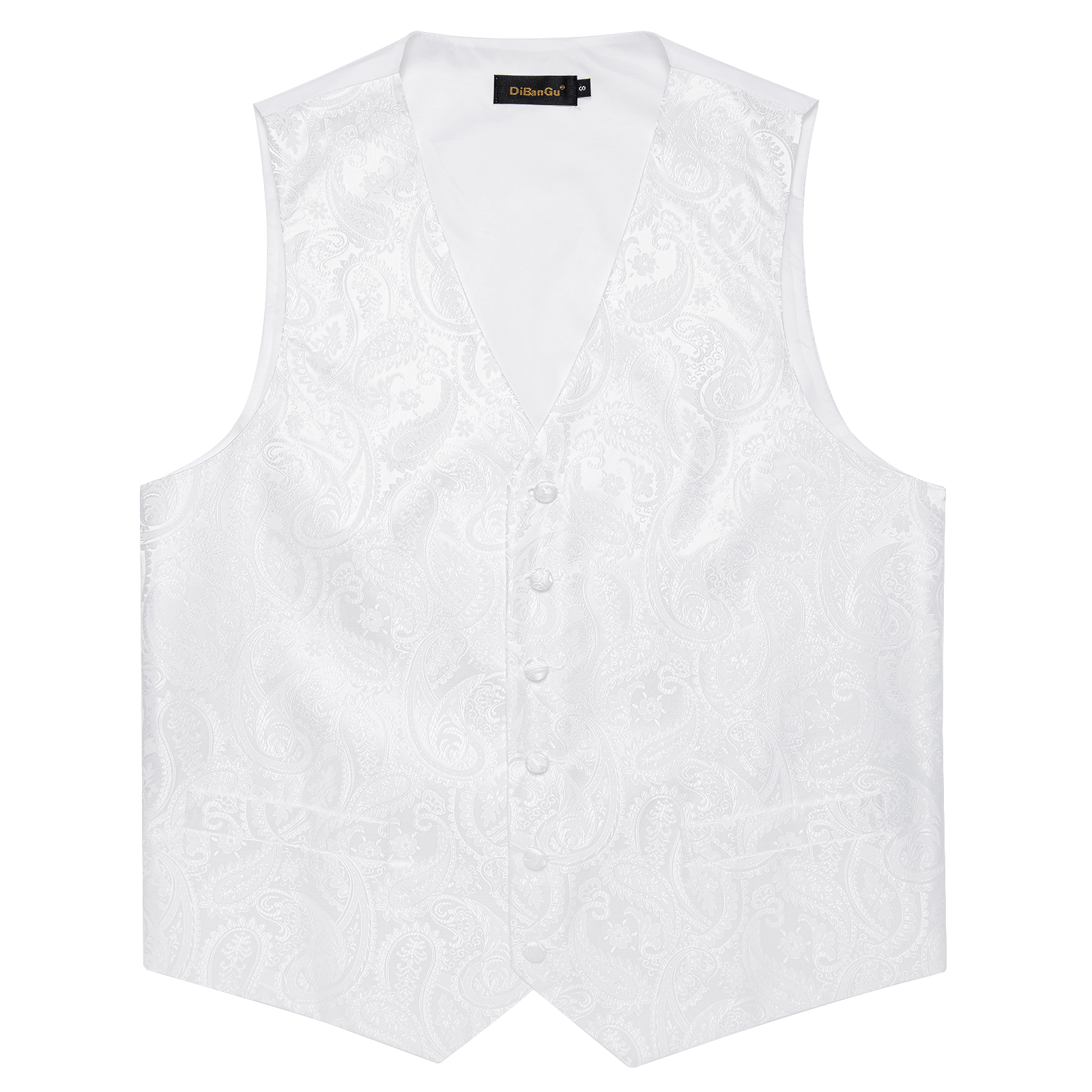 Pure White Wedding Vest for Ma - Pocket Square Set 评论和价格