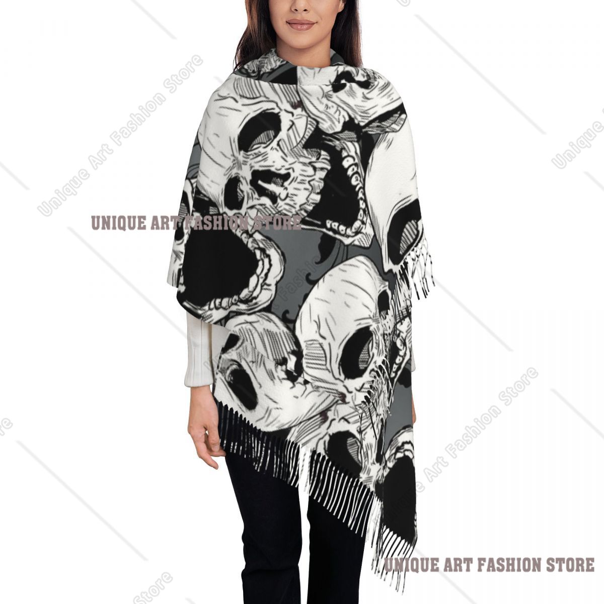 Womens Tassel Scarf Death Skul - Pashmina Wrap Large 评论和价格
