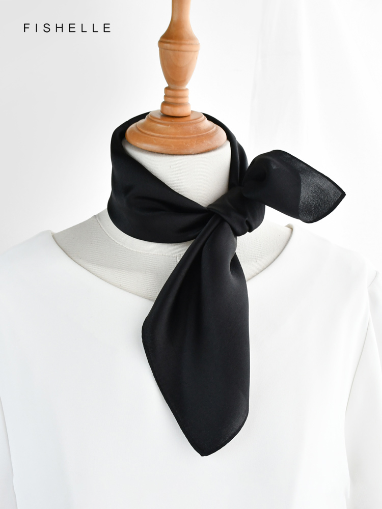 Solid color black pure silk sc - Scarf Silk Square 评论和价格