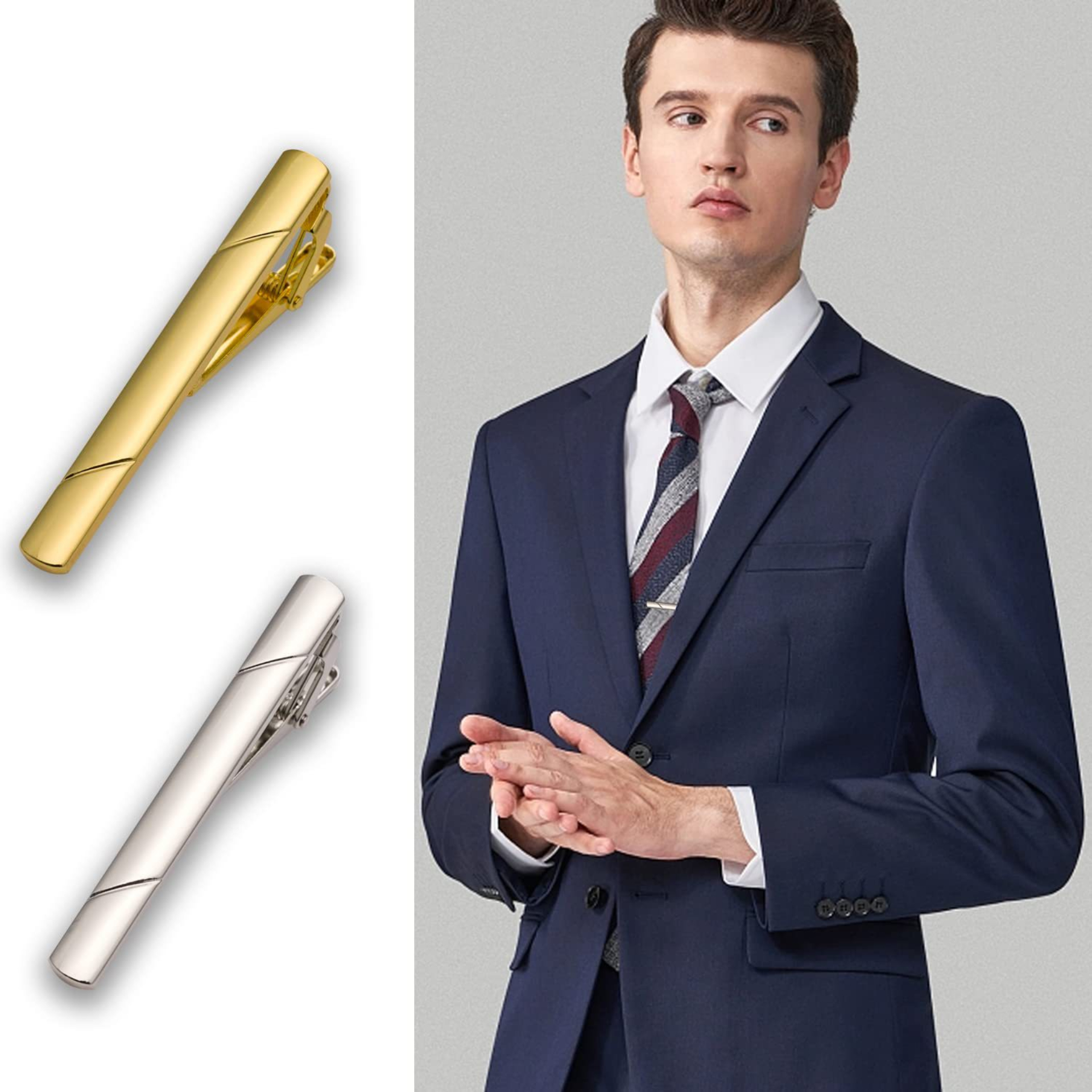 Metal Necktie Tie Clips 1/4/6  - Tie Bar Set Gift 评论和价格