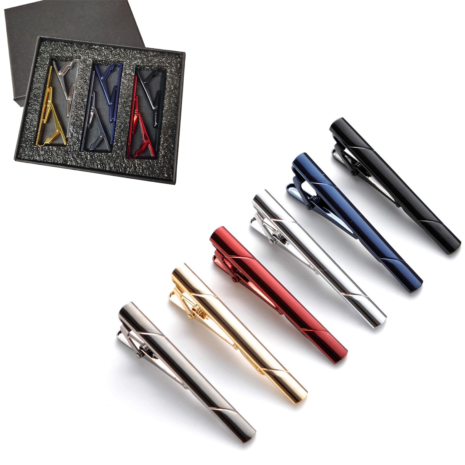 Metal Necktie Tie Clips 1/4/6  - Tie Bar Set Gift 评论和价格