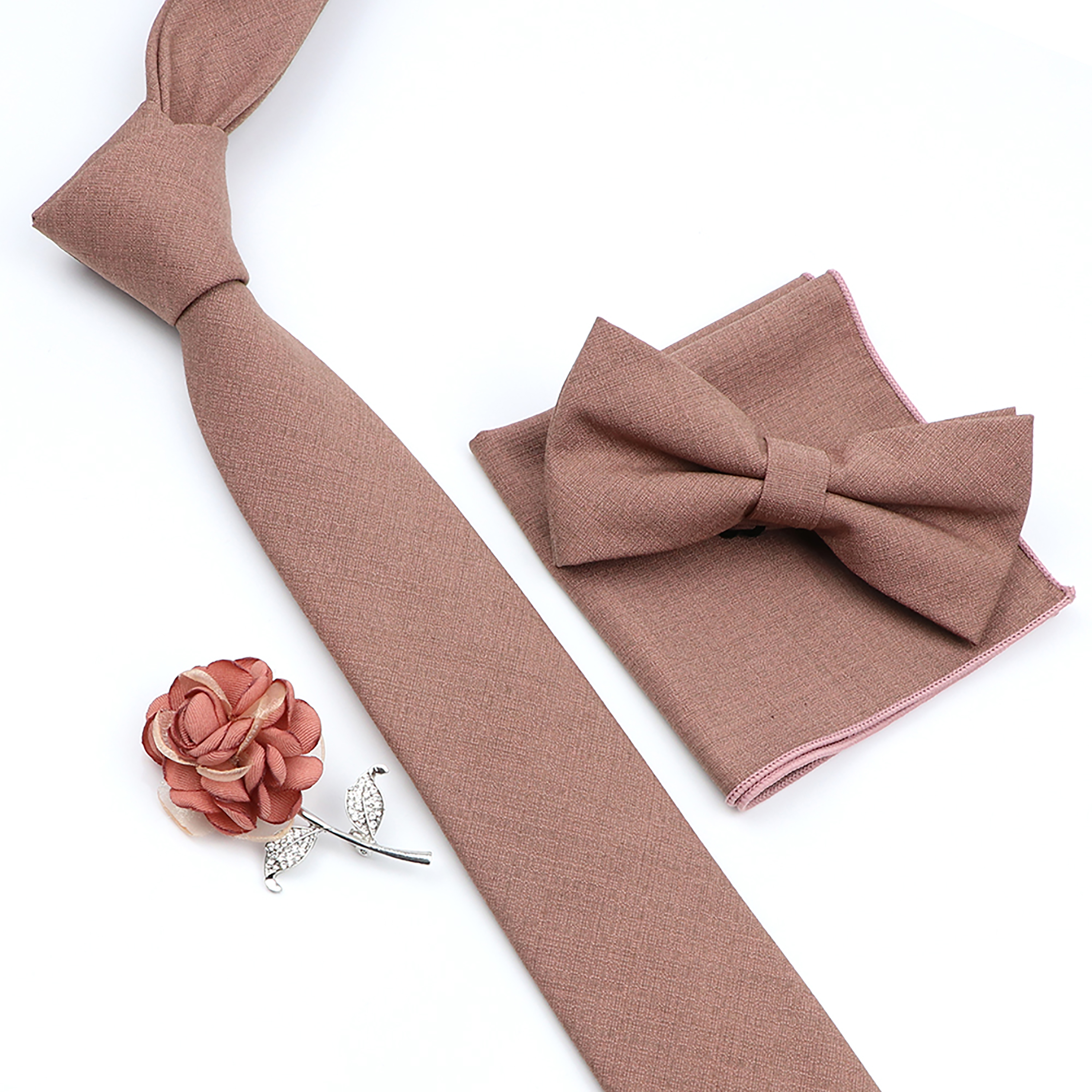 Beautiful Solid Color Tie Broo - Skinny Tie Men 评论和价格