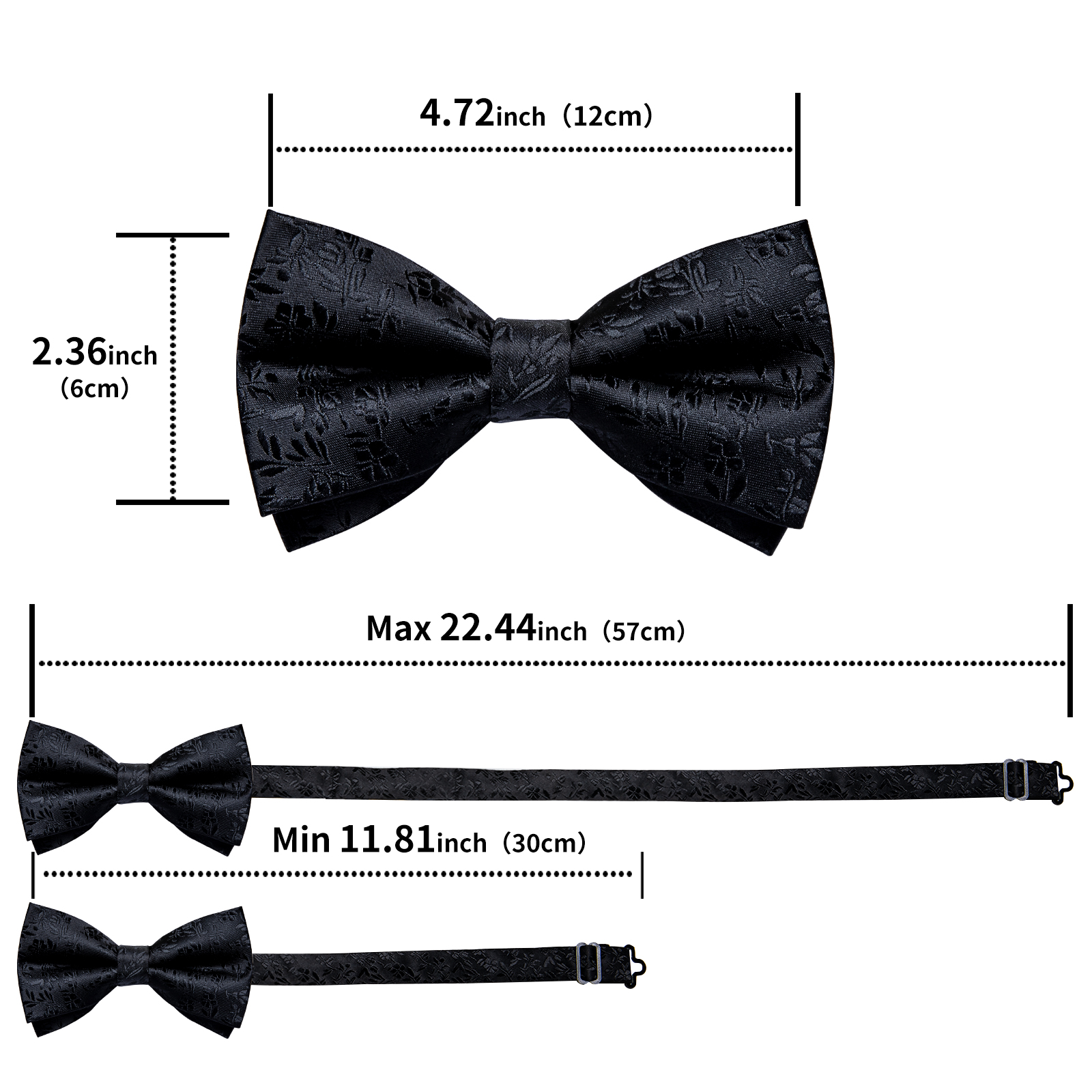 4Pcs Black Solid Floral Men's  - Bow Tie Pre Tied 评论和价格