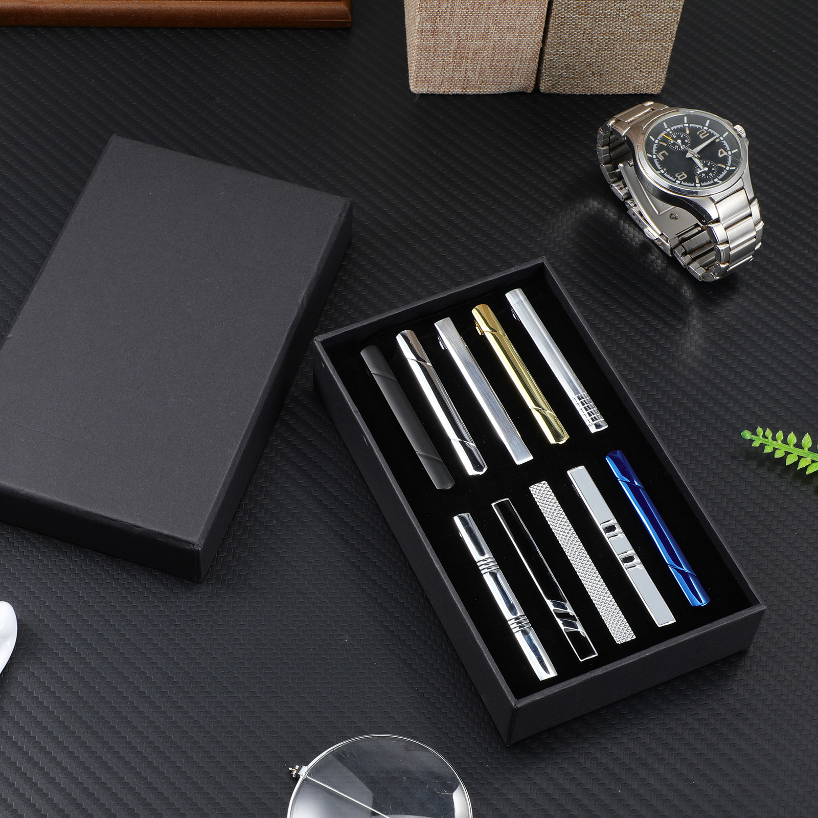 10Pcs Tie Clip Pin Set Classic - Tie Bar Set Gift 评论和价格