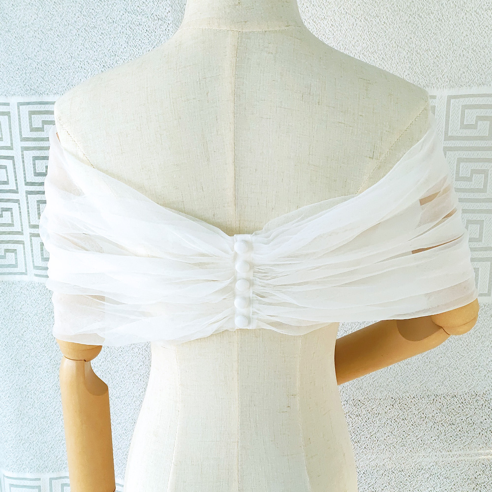Women Pleated Tulle Sheer Wrap - Stole Wedding Shawl 评论和价格