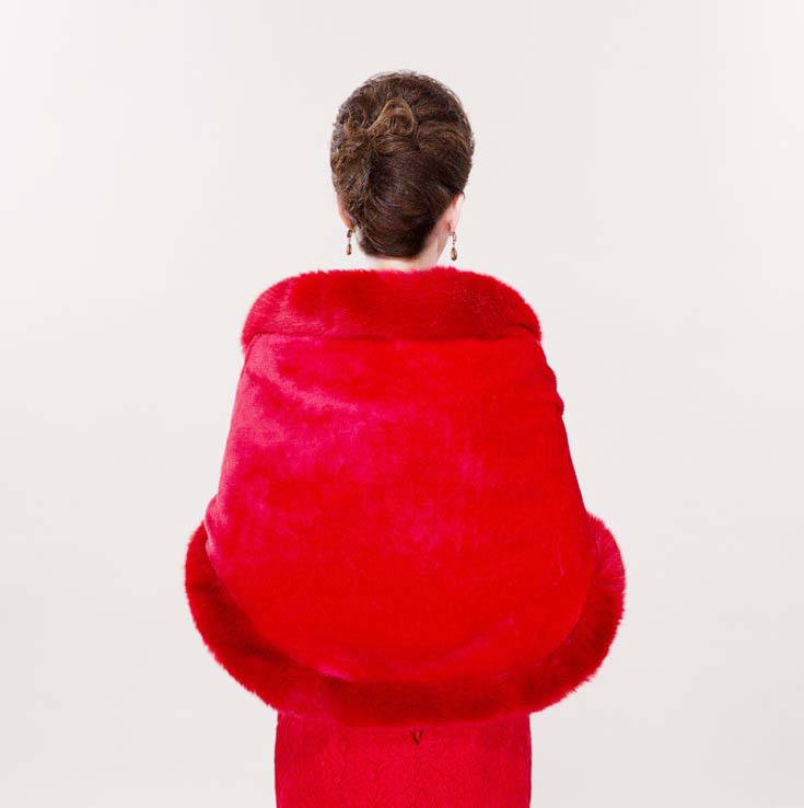 Red Bridal Wraps Winter Faux F - Stole Wedding Shawl 评论和价格