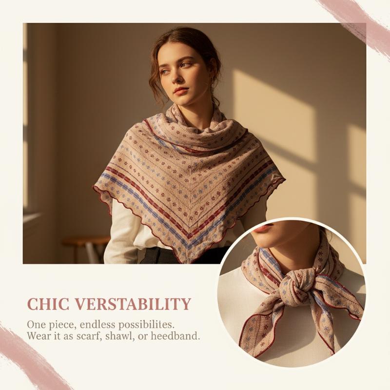 Cotton Linen Triangle Scarf Ca - Bandana Cotton 评论和价格