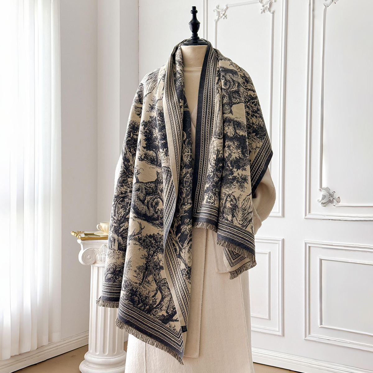 Elegant Animal Jacquard Pashmi - Woven Scarf Blanket 评论和价格