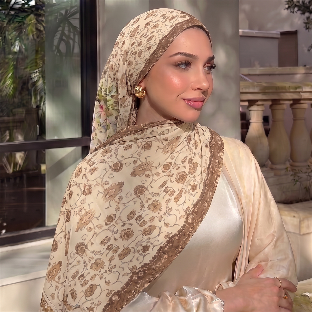 Vintage Floral Print Hijab Sof - Head Wrap Turban 评论和价格
