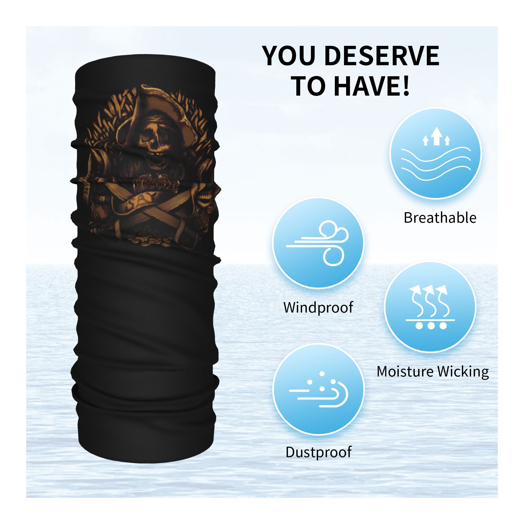 Custom Never Say Die Pirate Sk - Neck Warmer Tube 评论和价格